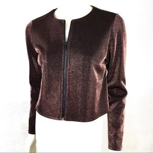 T Tahari sparkling glitter scuba knit full zip blazer jacket Medium
